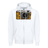 White sunflower leopard vintage camera Zipper Hoodie - FaDigitalArtStudio
