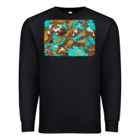 Black western turquoise leopard and cowhide background Premium Sweatshirt - Artiststas