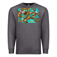 Charcoal Heather western turquoise leopard and cowhide background Premium Sweatshirt - Artiststas