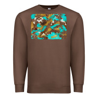 Chestnut western turquoise leopard and cowhide background Premium Sweatshirt - Artiststas