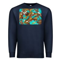 Navy western turquoise leopard and cowhide background Premium Sweatshirt - Artiststas