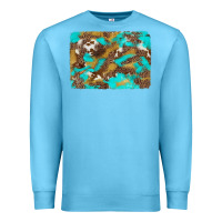 Ocean Blue western turquoise leopard and cowhide background Premium Sweatshirt - Artiststas