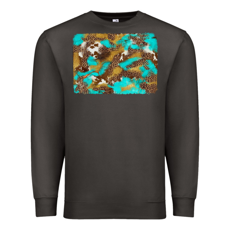 Western Turquoise Leopard And Cowhide Background Premium Sweatshirt by Artiststas | Teevron