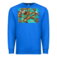 True Royal western turquoise leopard and cowhide background Premium Sweatshirt - Artiststas