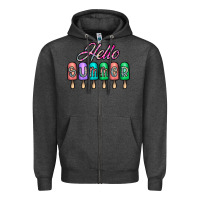 Charcoal Heather hello summer Zipper Hoodie - CowhideDigitalArt