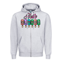 Heather Grey hello summer Zipper Hoodie - CowhideDigitalArt