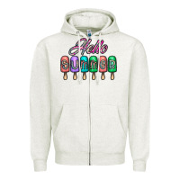 Oatmeal Heather hello summer Zipper Hoodie - CowhideDigitalArt