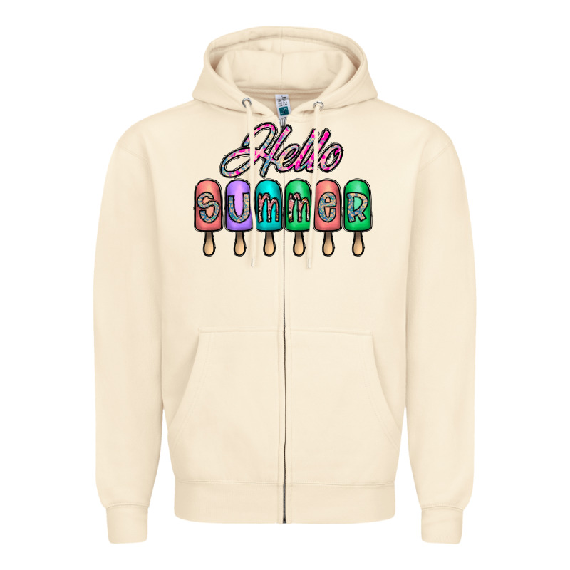 Hello Summer Zipper Hoodie by CowhideDigitalArt | Teevron