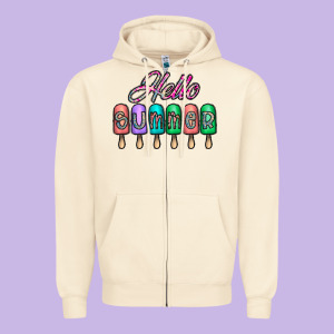 Hello Summer Zipper Hoodie Designed By Cowhidedigitalart