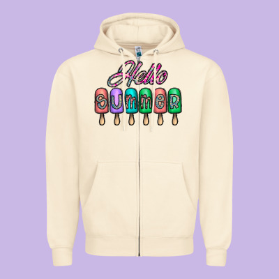 Hello Summer Zipper Hoodie Designed By Cowhidedigitalart