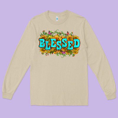 Western Blessed Long Sleeve Tee Designed By Zillion Design Studio