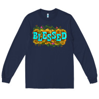 Navy western blessed Long Sleeve Tee - Zillion Design Studio