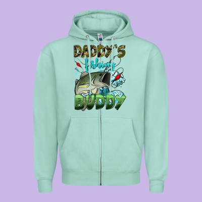 Daddy's Fishing Buddy Zipper Hoodie Designed By Hra Design Shop