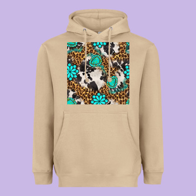 Western Turquoise Seamless Pattern Heavyweight Hoodie Designed By Bundleandbundleshop