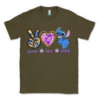 Army Green peace love stitch Classic Tee - texasbilliewilder