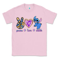 Bubblegum Pink peace love stitch Classic Tee - texasbilliewilder