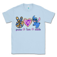 Dusty Blue peace love stitch Classic Tee - texasbilliewilder