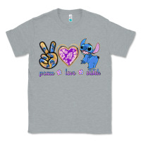 Heather Grey peace love stitch Classic Tee - texasbilliewilder