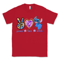 Red peace love stitch Classic Tee - texasbilliewilder