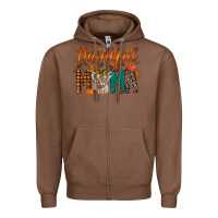 Chestnut thankful mama highland cow Zipper Hoodie - RacoonDesign