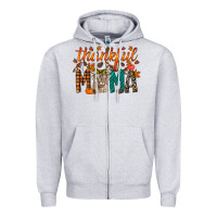 Heather Grey thankful mama highland cow Zipper Hoodie - RacoonDesign