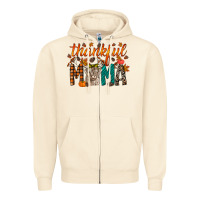 Sandshell thankful mama highland cow Zipper Hoodie - RacoonDesign
