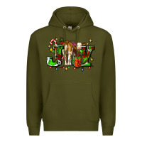 Army Green joy with baby cow and christmas gifts mistletoe Premium Hoodie - AdoDesignShop