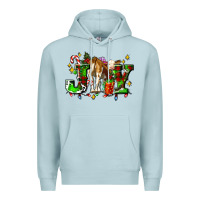 Blue Mist joy with baby cow and christmas gifts mistletoe Premium Hoodie - AdoDesignShop