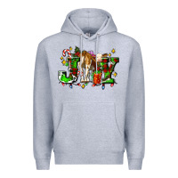 Heather Grey joy with baby cow and christmas gifts mistletoe Premium Hoodie - AdoDesignShop