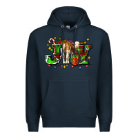 Navy joy with baby cow and christmas gifts mistletoe Premium Hoodie - AdoDesignShop