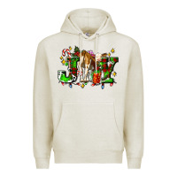 Oatmeal Heather joy with baby cow and christmas gifts mistletoe Premium Hoodie - AdoDesignShop