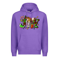 Purple joy with baby cow and christmas gifts mistletoe Premium Hoodie - AdoDesignShop