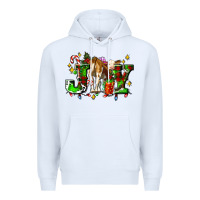 White joy with baby cow and christmas gifts mistletoe Premium Hoodie - AdoDesignShop