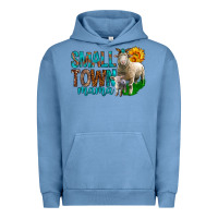 Pigment Pebble Blue Small Town Mama With Sheeps Urban Hoodie - BundleAndBundleShop