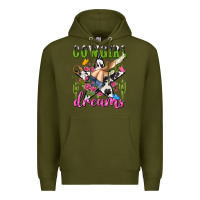 Army Green western rodeo cowgirl dreams Premium Hoodie - NancyCooperArtShop