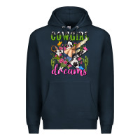 Navy western rodeo cowgirl dreams Premium Hoodie - NancyCooperArtShop