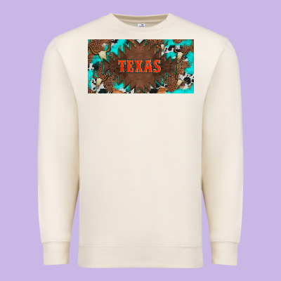 Western Texas And Bullskulls With Turquoise And Leopard Licanse Plate Premium Sweatshirt Designed By Artiststas