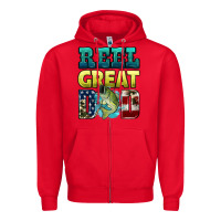 Red reely great dad Zipper Hoodie - HRA Design Shop