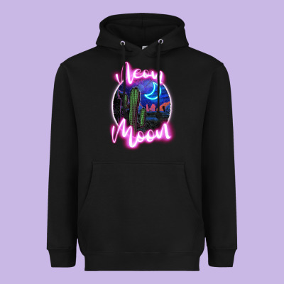 Neon Moon Heavyweight Hoodie Designed By Jahusdesignshop