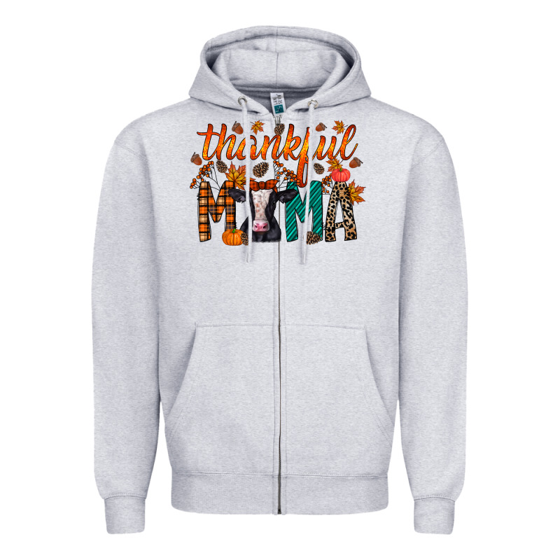 Thankful Mama Holstein Cow Zipper Hoodie by RacoonDesign | Teevron