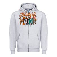 Heather Grey thankful mama holstein cow Zipper Hoodie - RacoonDesign