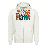 Oatmeal Heather thankful mama holstein cow Zipper Hoodie - RacoonDesign