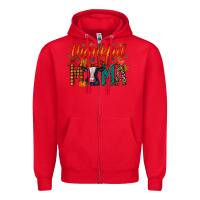 Red thankful mama holstein cow Zipper Hoodie - RacoonDesign