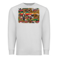 Dove Grey western serape cowhide and leopard background Premium Sweatshirt - Artiststas