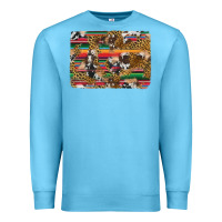 Ocean Blue western serape cowhide and leopard background Premium Sweatshirt - Artiststas