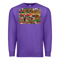 Purple western serape cowhide and leopard background Premium Sweatshirt - Artiststas