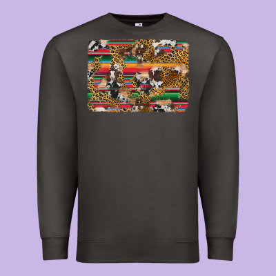 Western Serape Cowhide And Leopard Background Premium Sweatshirt Designed By Artiststas