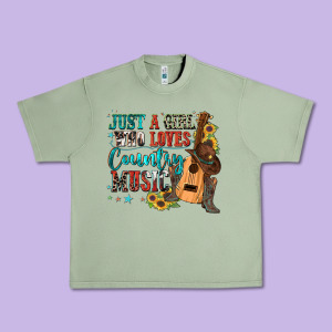 Just A Girl Who Loves Country Music Urban Heavy Tee Designed By Zillion Design Studio