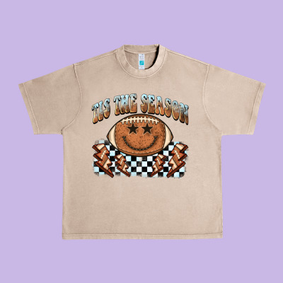 Tis The Season Football Smiley Face Urban Heavy Tee Designed By Barkaloodesign