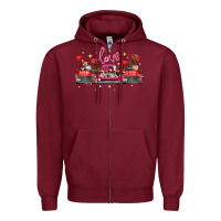 Burgundy valentine's day farm trucks farm animals Zipper Hoodie - FaDigitalArtStudio